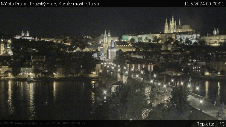 Město Praha - Pražský hrad, Karlův most, Vltava - 11.6.2024 v 00:00