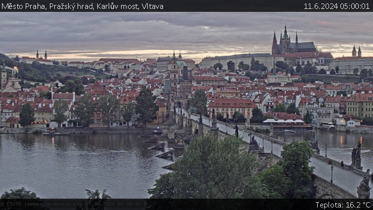Město Praha - Pražský hrad, Karlův most, Vltava - 11.6.2024 v 05:00