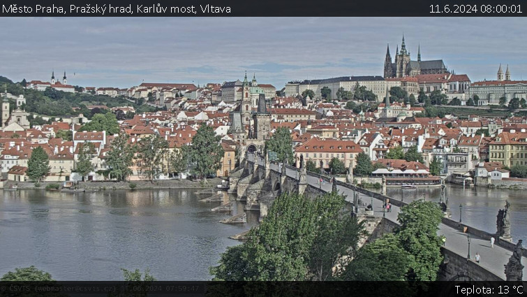 Město Praha - Pražský hrad, Karlův most, Vltava - 11.6.2024 v 08:00
