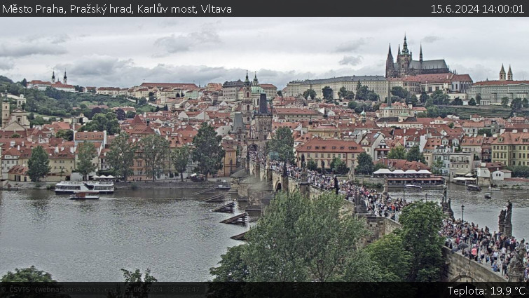 Město Praha - Pražský hrad, Karlův most, Vltava - 15.6.2024 v 14:00