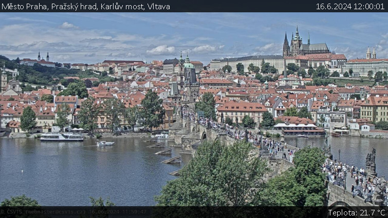 Město Praha - Pražský hrad, Karlův most, Vltava - 16.6.2024 v 12:00