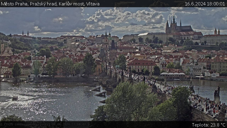 Město Praha - Pražský hrad, Karlův most, Vltava - 16.6.2024 v 18:00