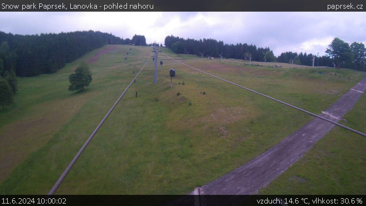 Snow park Paprsek - Lanovka - pohled nahoru - 11.6.2024 v 10:00