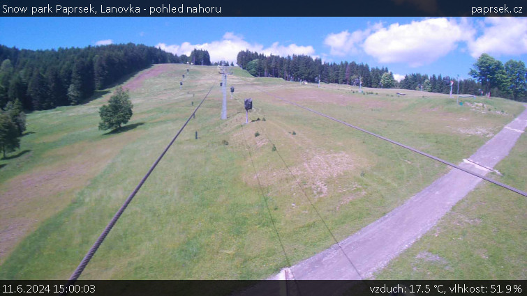 Snow park Paprsek - Lanovka - pohled nahoru - 11.6.2024 v 15:00