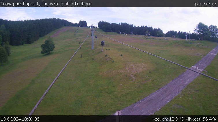 Snow park Paprsek - Lanovka - pohled nahoru - 13.6.2024 v 10:00