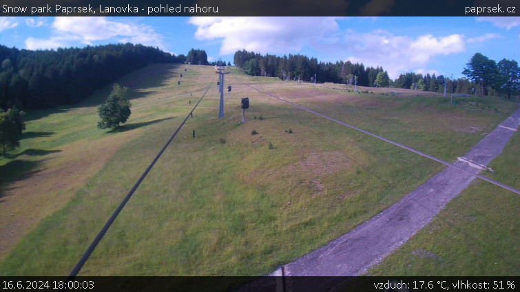 Snow park Paprsek - Lanovka - pohled nahoru - 16.6.2024 v 18:00