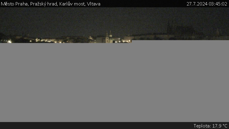 Město Praha - Pražský hrad, Karlův most, Vltava - 27.7.2024 v 03:45