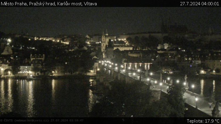 Město Praha - Pražský hrad, Karlův most, Vltava - 27.7.2024 v 04:00