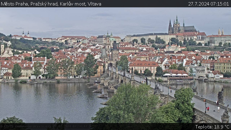 Město Praha - Pražský hrad, Karlův most, Vltava - 27.7.2024 v 07:15
