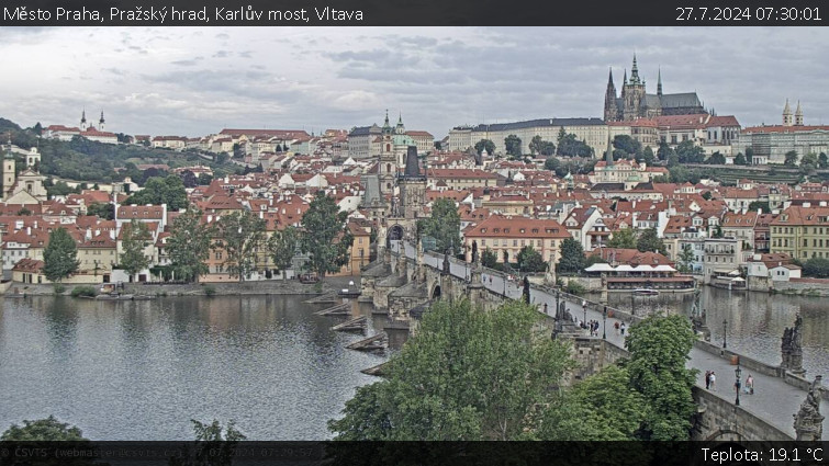 Město Praha - Pražský hrad, Karlův most, Vltava - 27.7.2024 v 07:30