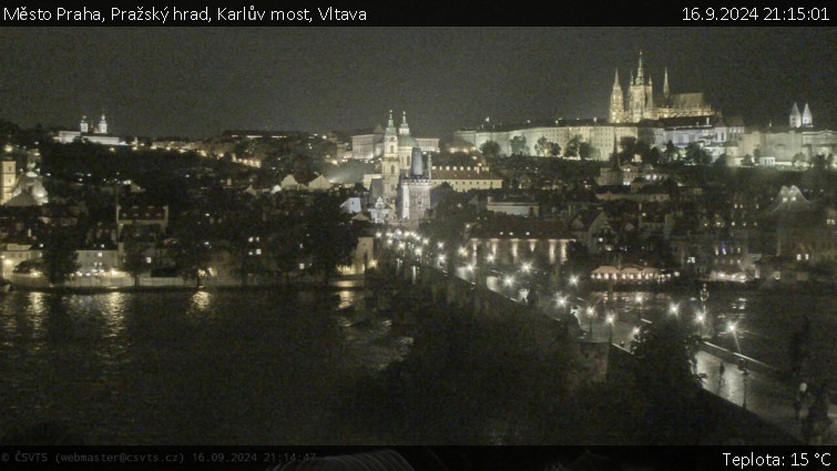 Město Praha - Pražský hrad, Karlův most, Vltava - 16.9.2024 v 21:15