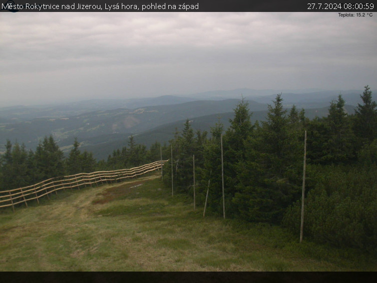Město Rokytnice nad Jizerou - Lysá hora, pohled na západ - 27.7.2024 v 08:00